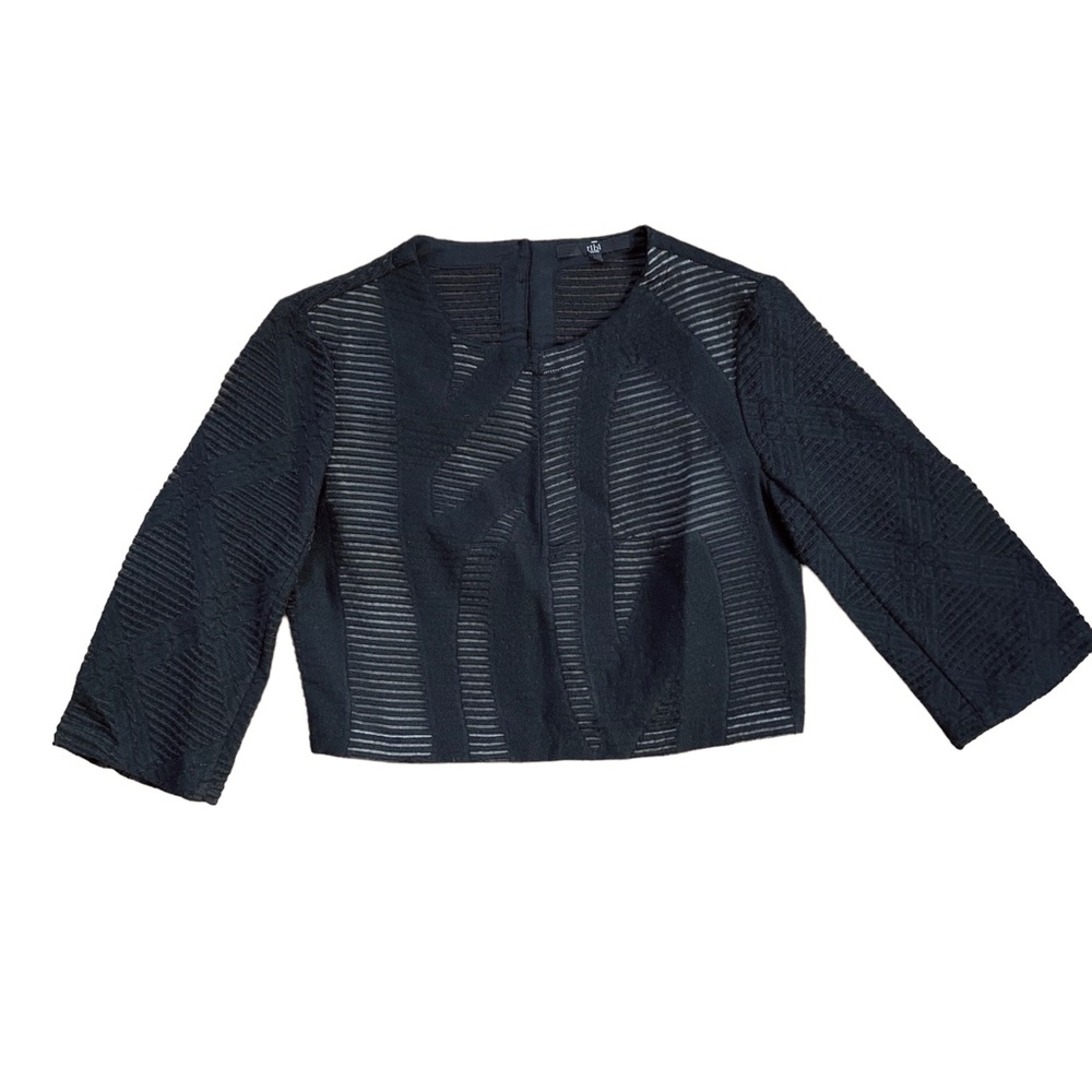 Tibi Cropped Wool Blend Sheer Panel Button Back B… - image 3